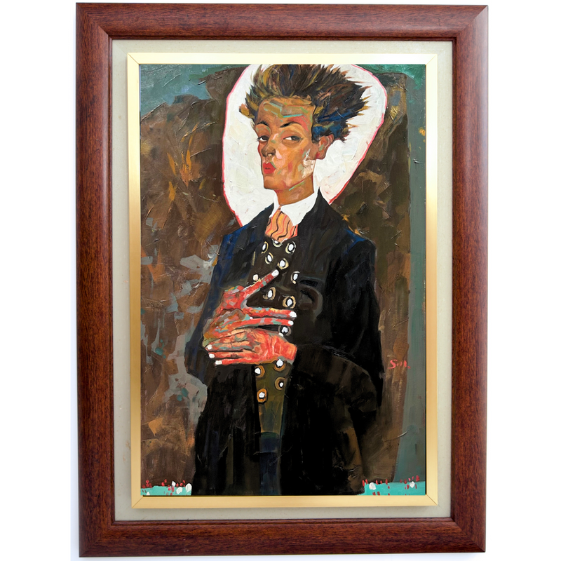 Autoportrait au gilet - Egon Schiele
