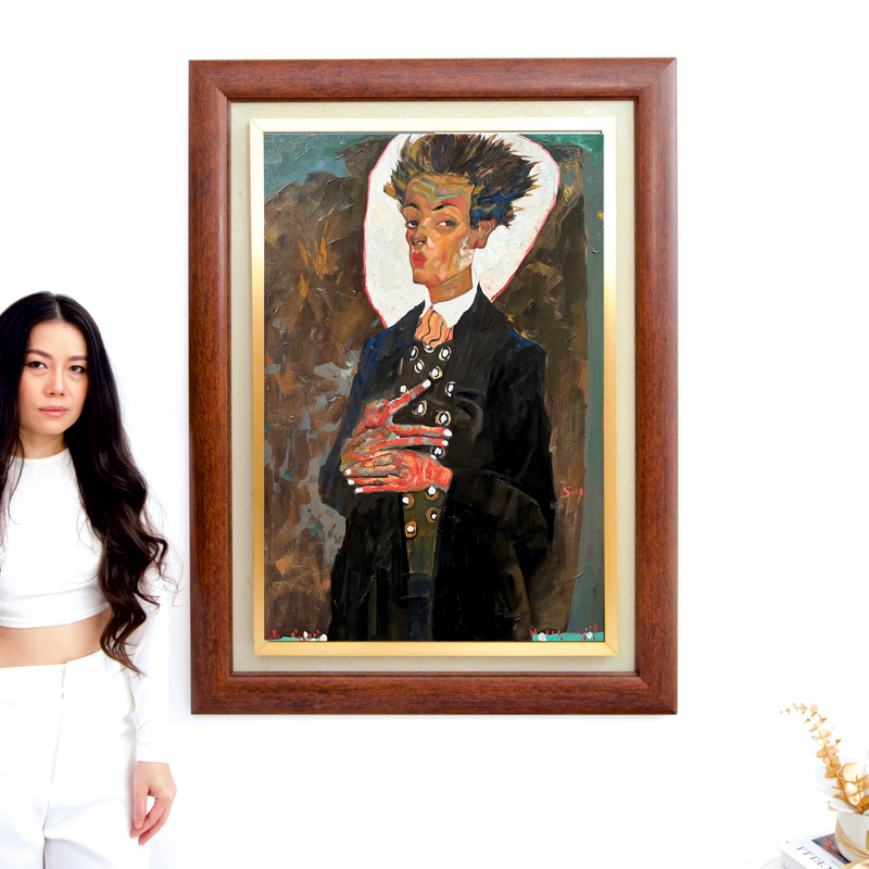 Autoportrait au gilet - Egon Schiele