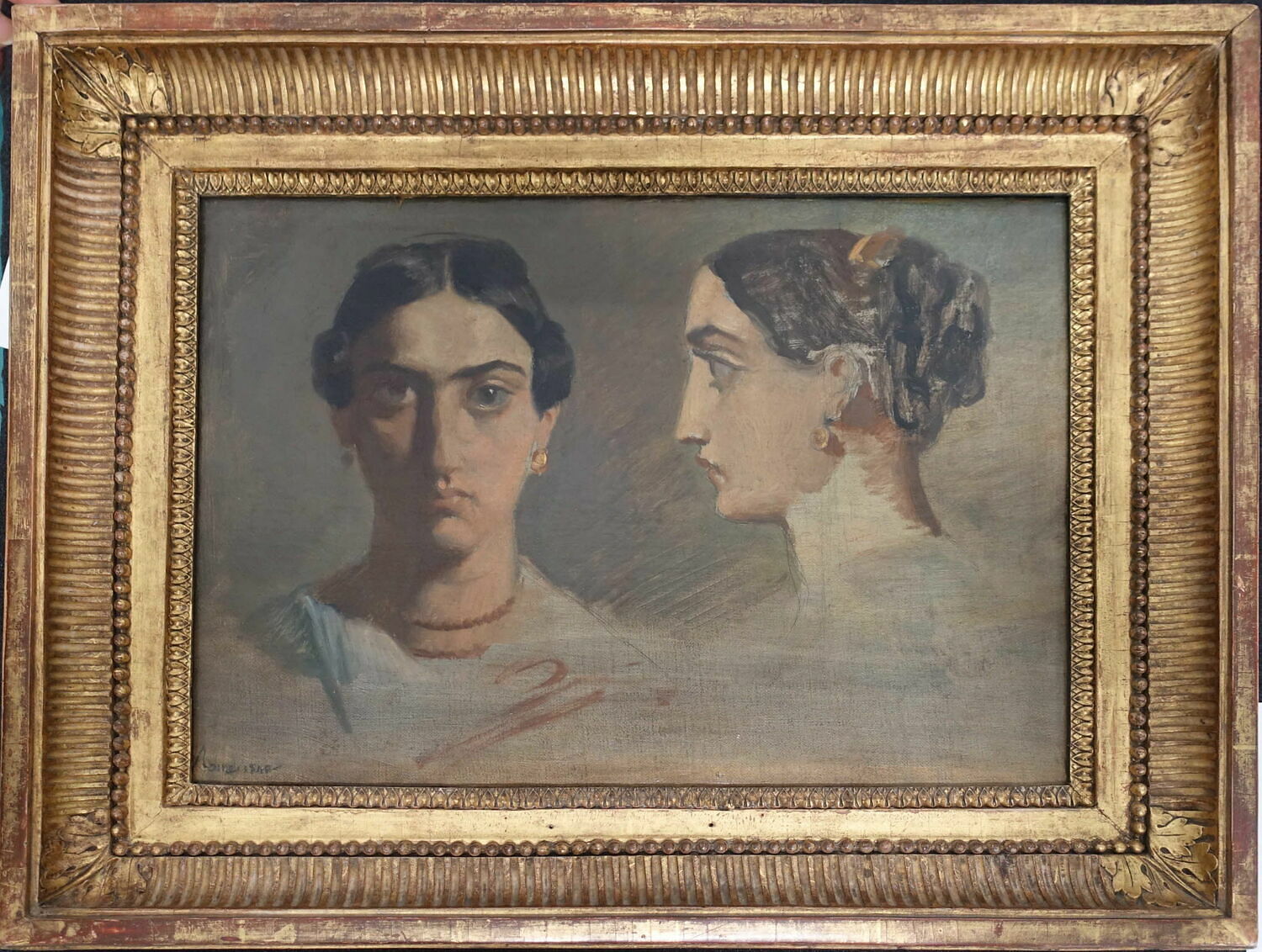 Double étude de tête de femme italienne (face et profil) - Théodore Chassériau