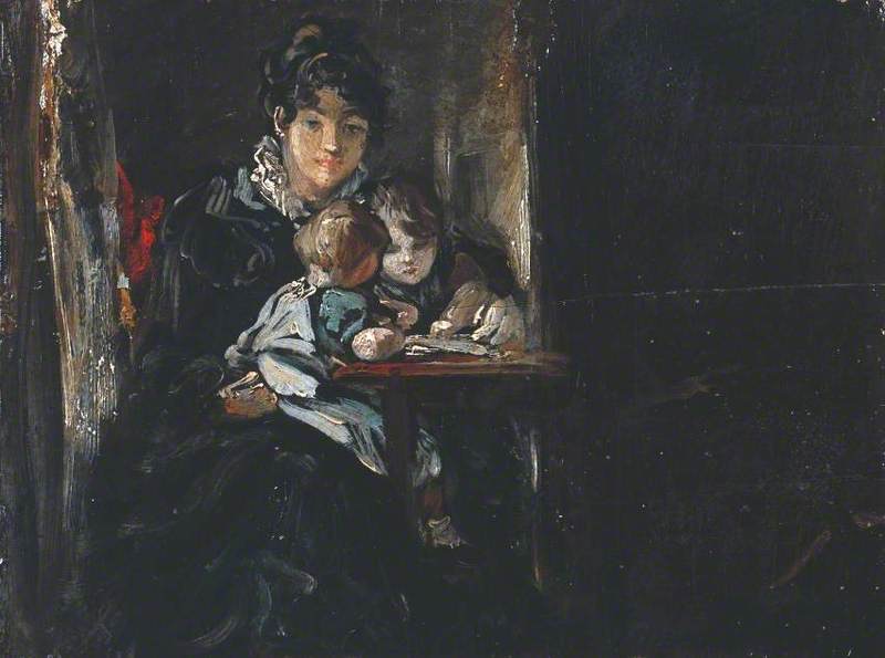Maria Constable avec deux de ses enfants. Verso : Copie d'après Teniers - John Constable