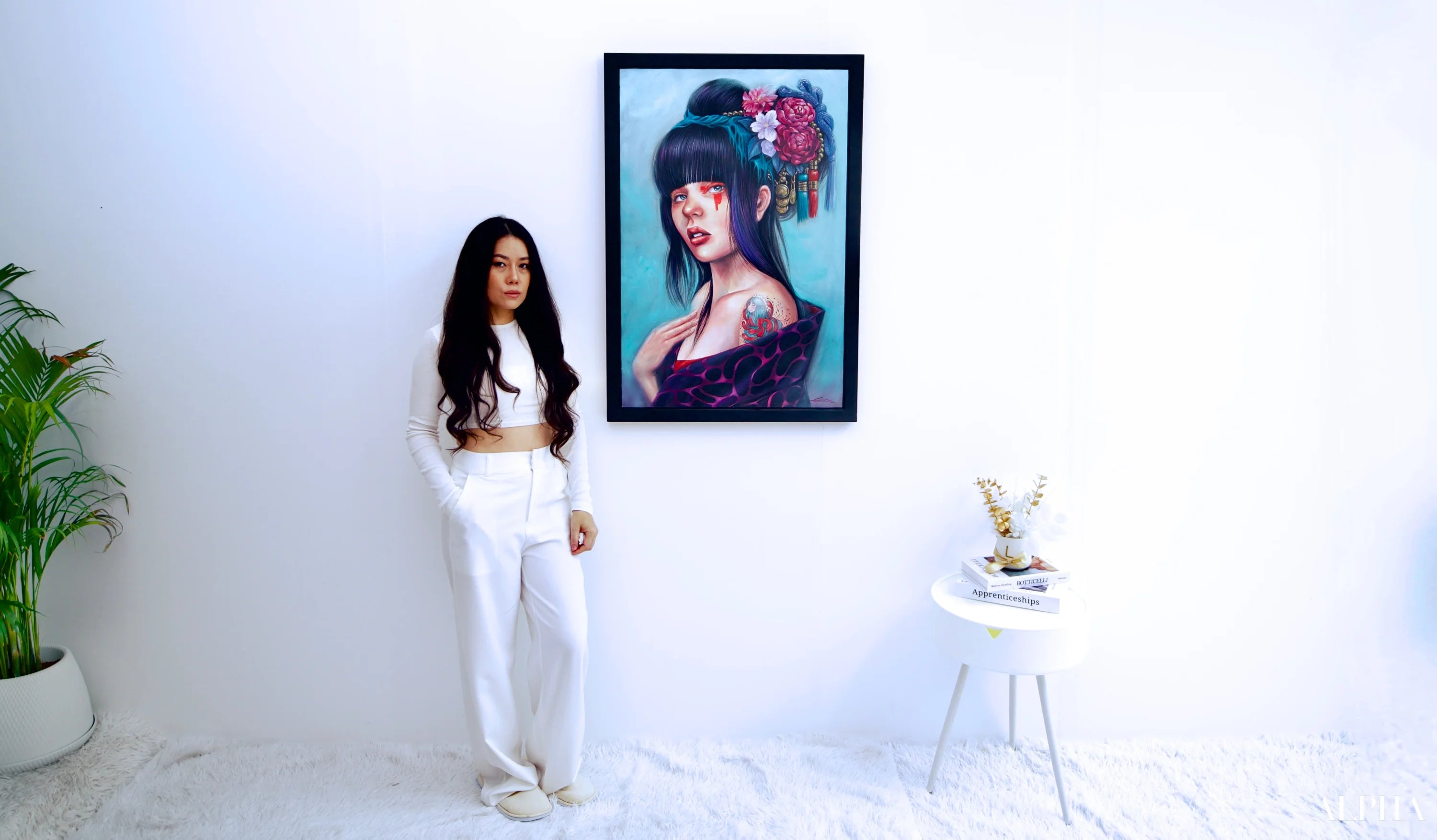 Girl with a floral bun - Banlay | 60 x 90 cm Reproductions de tableaux à la peinture à l’huile