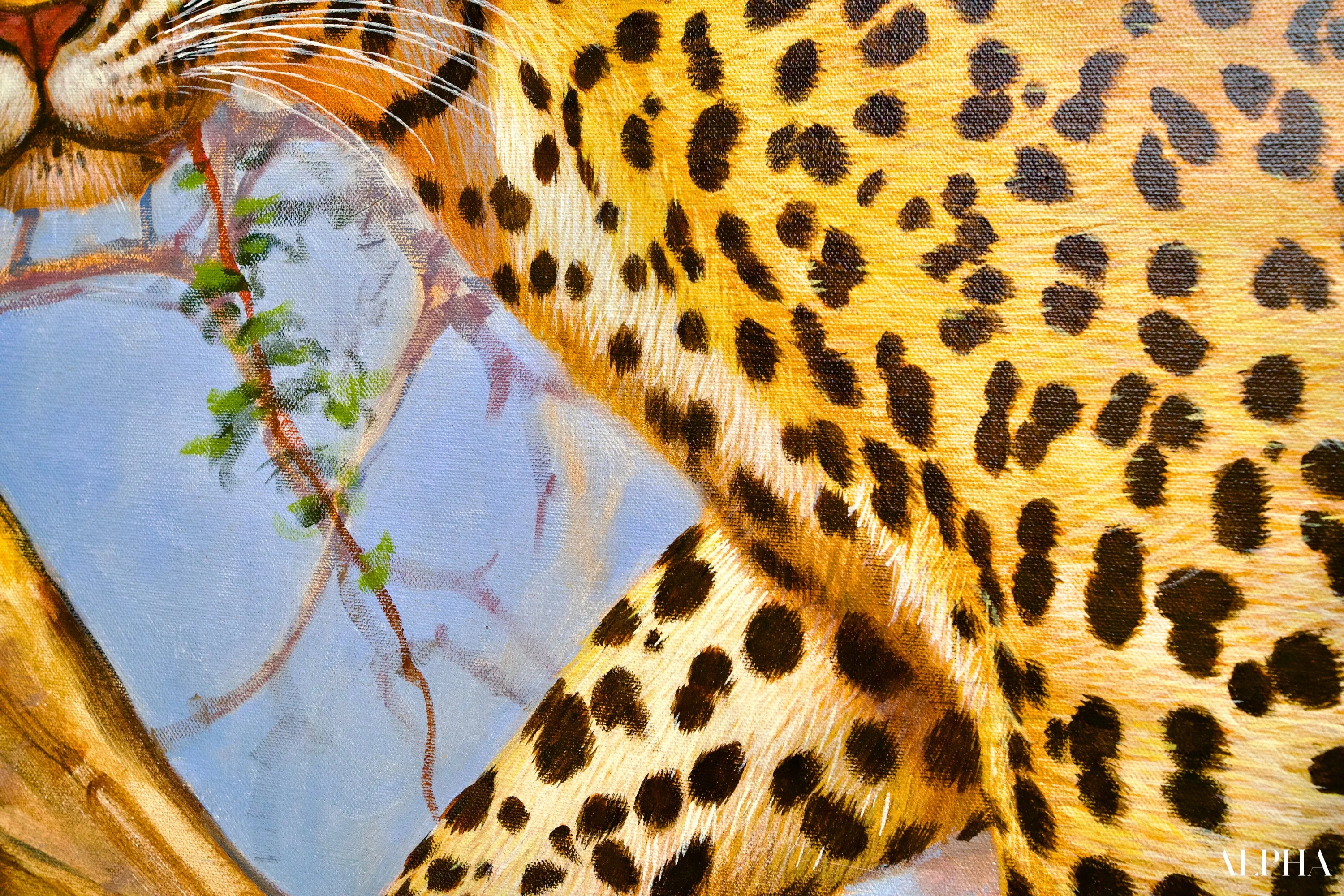 Léopard dans un arbre | 150 x 100 cm Reproductions de tableaux à la peinture à l’huile