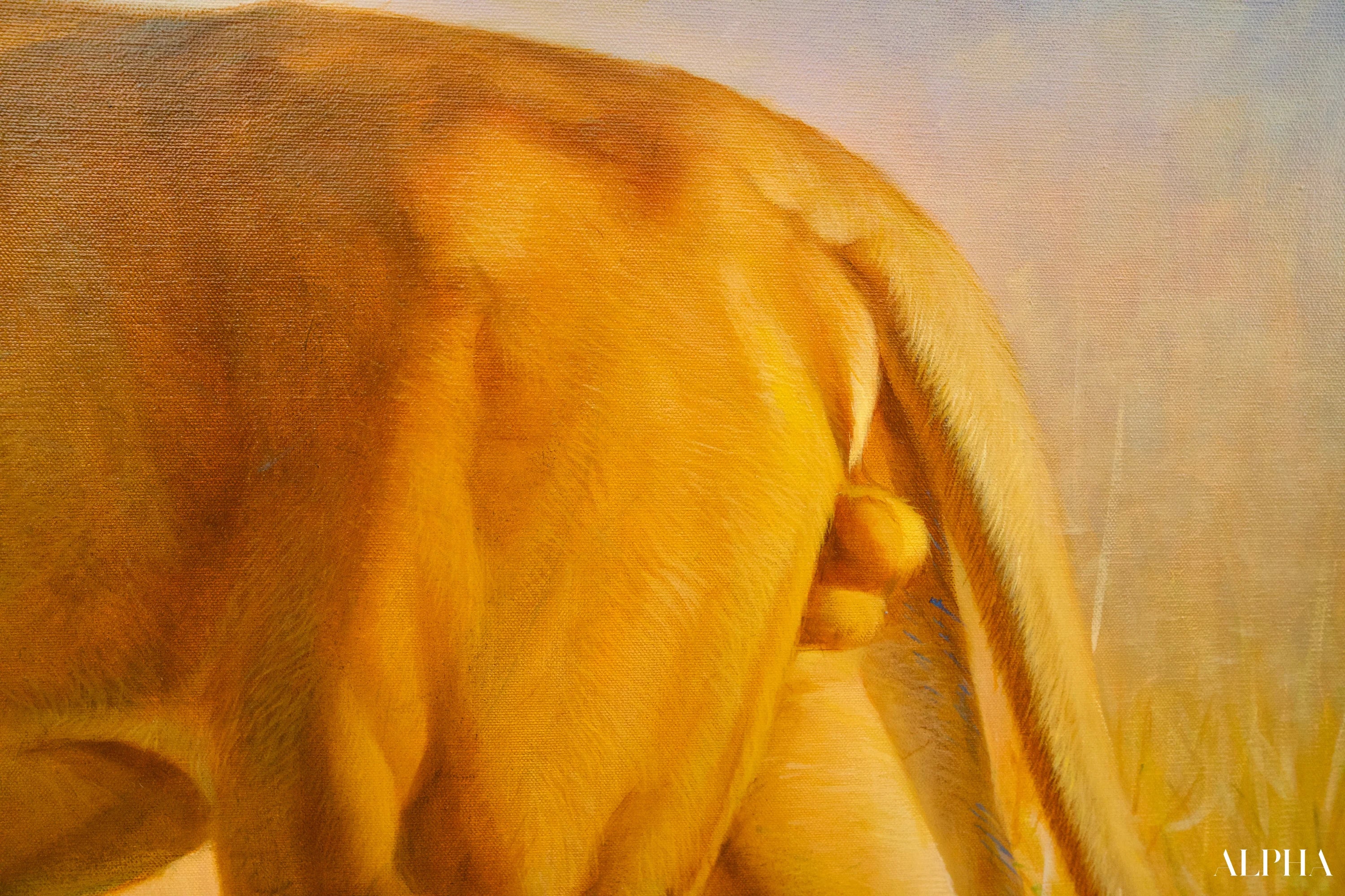 Lion dans la savane | 150 x 100 cm Reproductions de tableaux à la peinture à l’huile