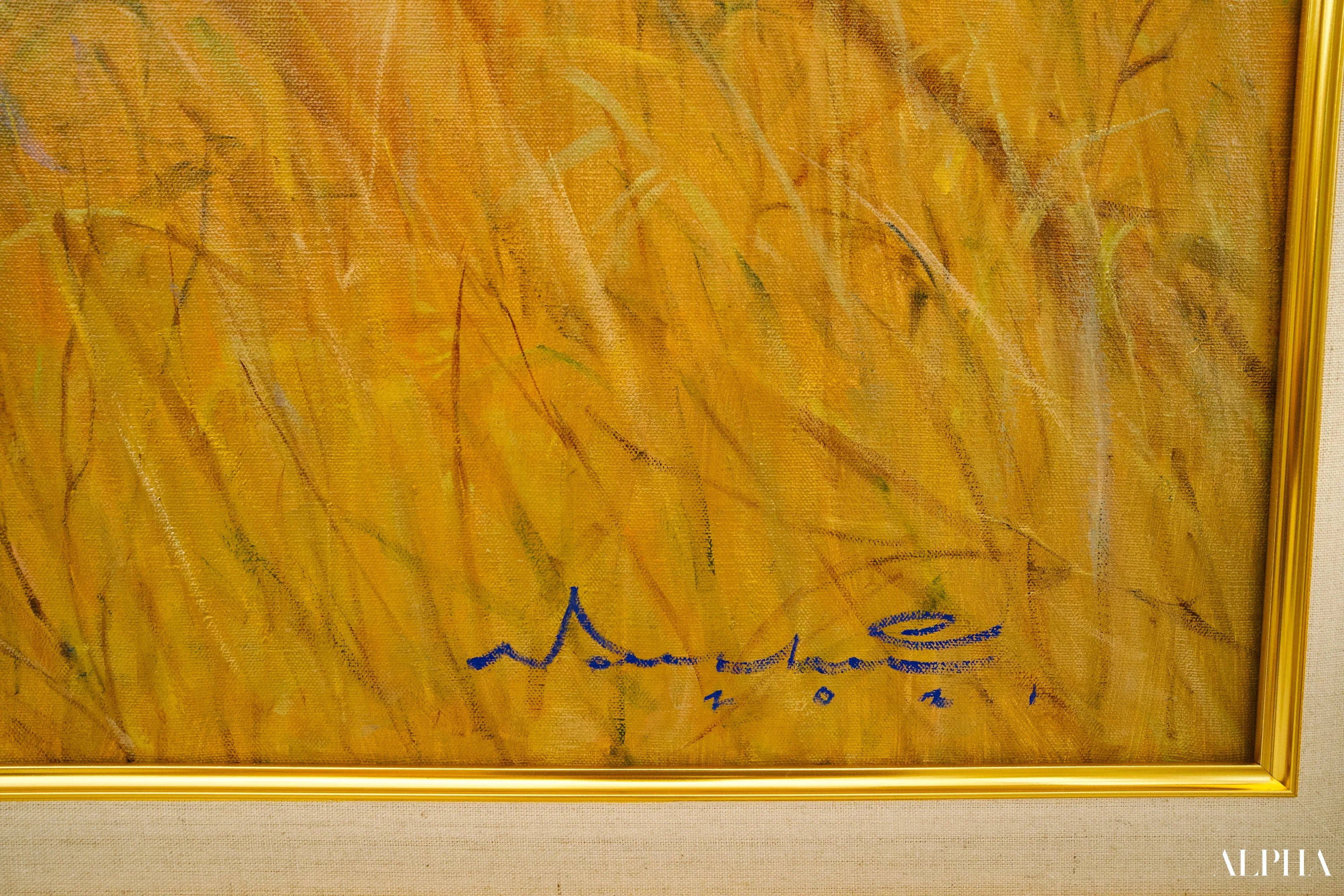 Lion dans la savane | 150 x 100 cm Reproductions de tableaux à la peinture à l’huile