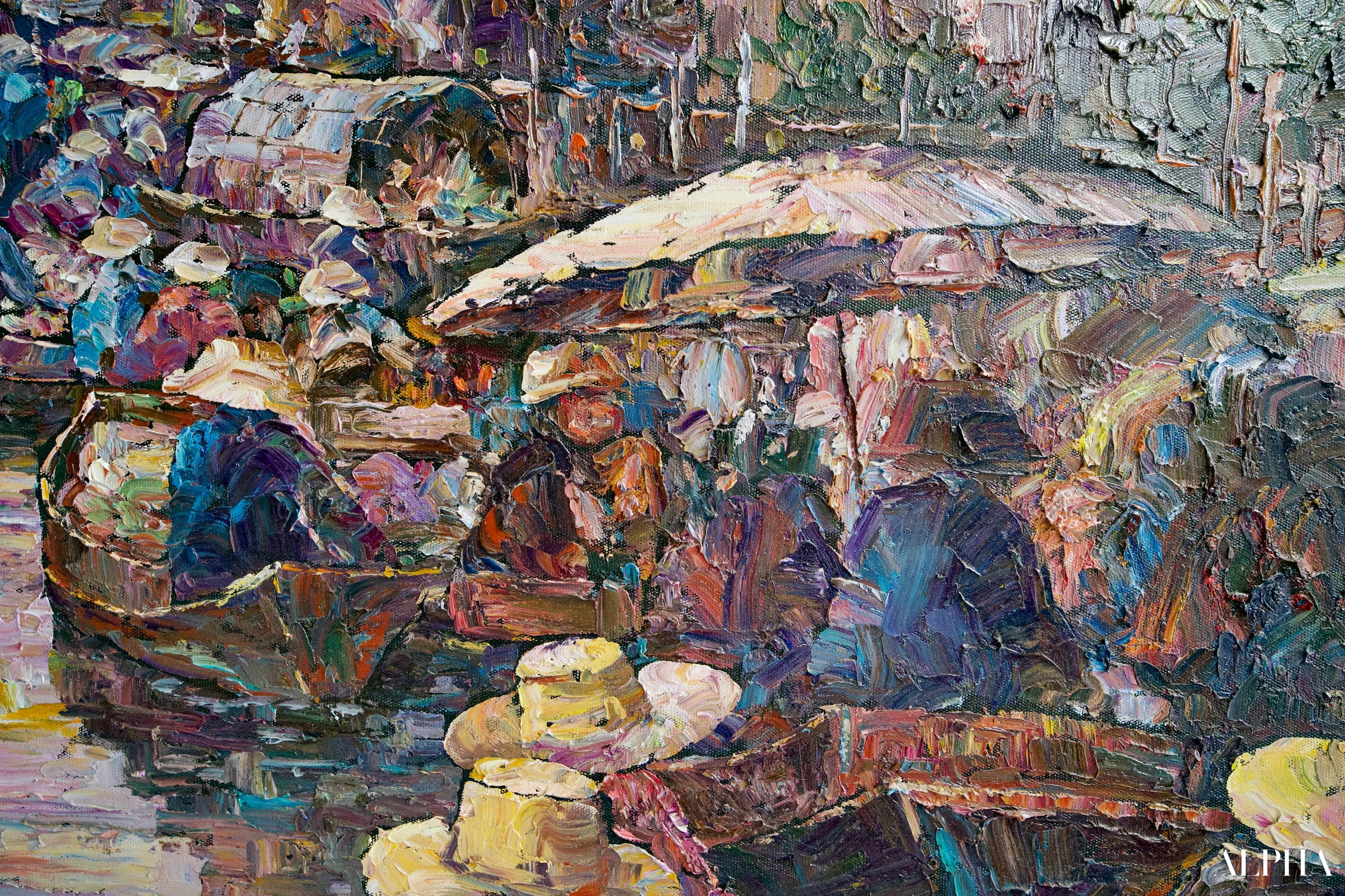 Marché flottant | 145 x 105 cm Reproductions de tableaux à la peinture à l’huile