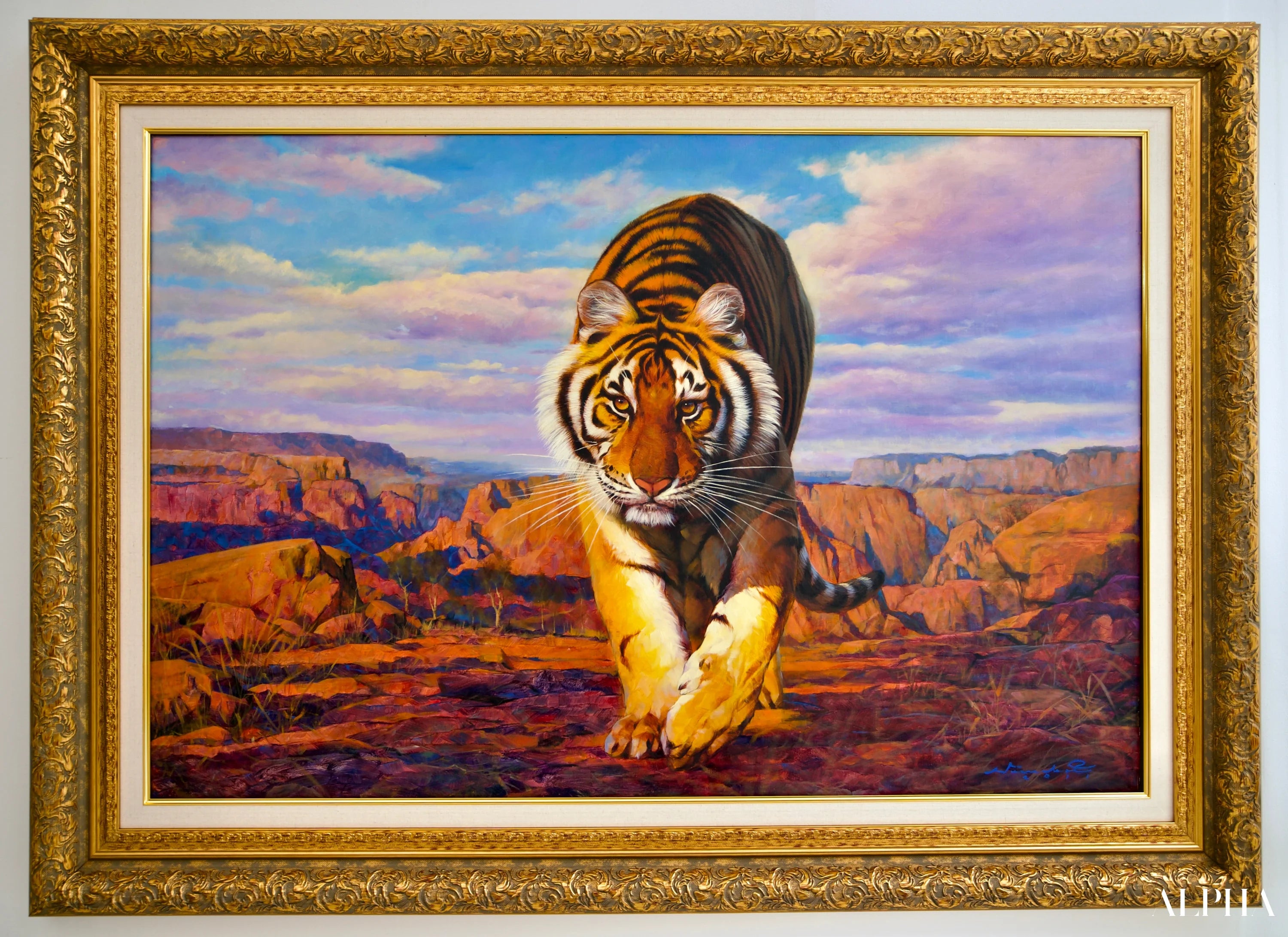 Tigre en chasse | 150 x 100 cm Reproductions de tableaux à la peinture à l’huile