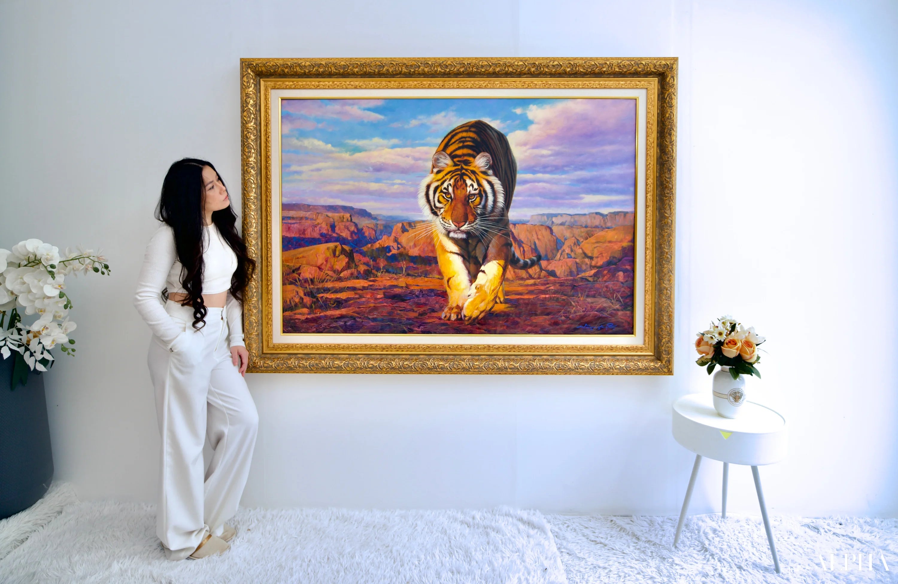 Tigre en chasse | 150 x 100 cm Reproductions de tableaux à la peinture à l’huile