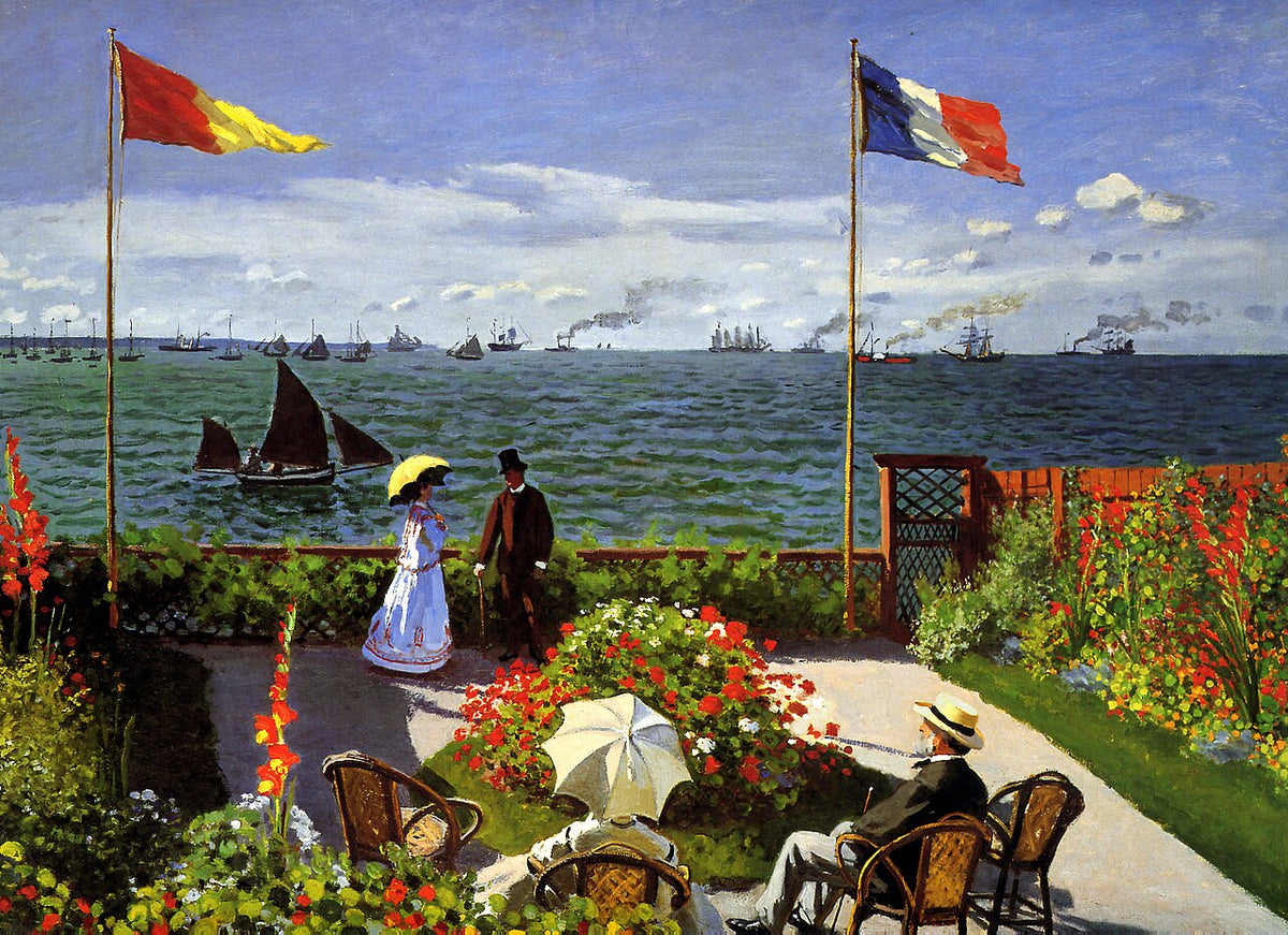 Garden at Sainte-Adresse de Claude Monet, lumière de terrasse et mer au mur