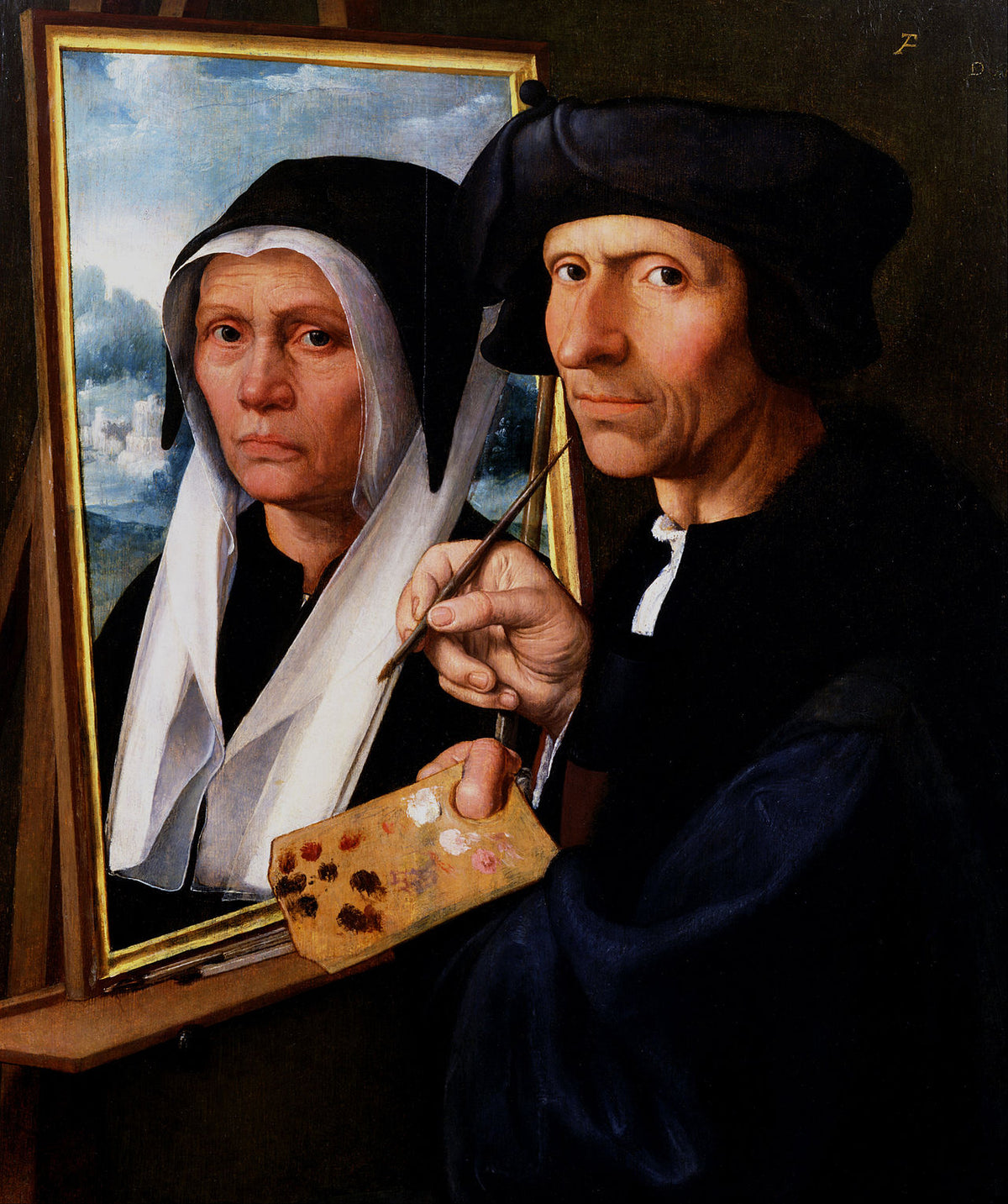 Artiste peignant un portrait en atelier, image libre Wikimedia Commons