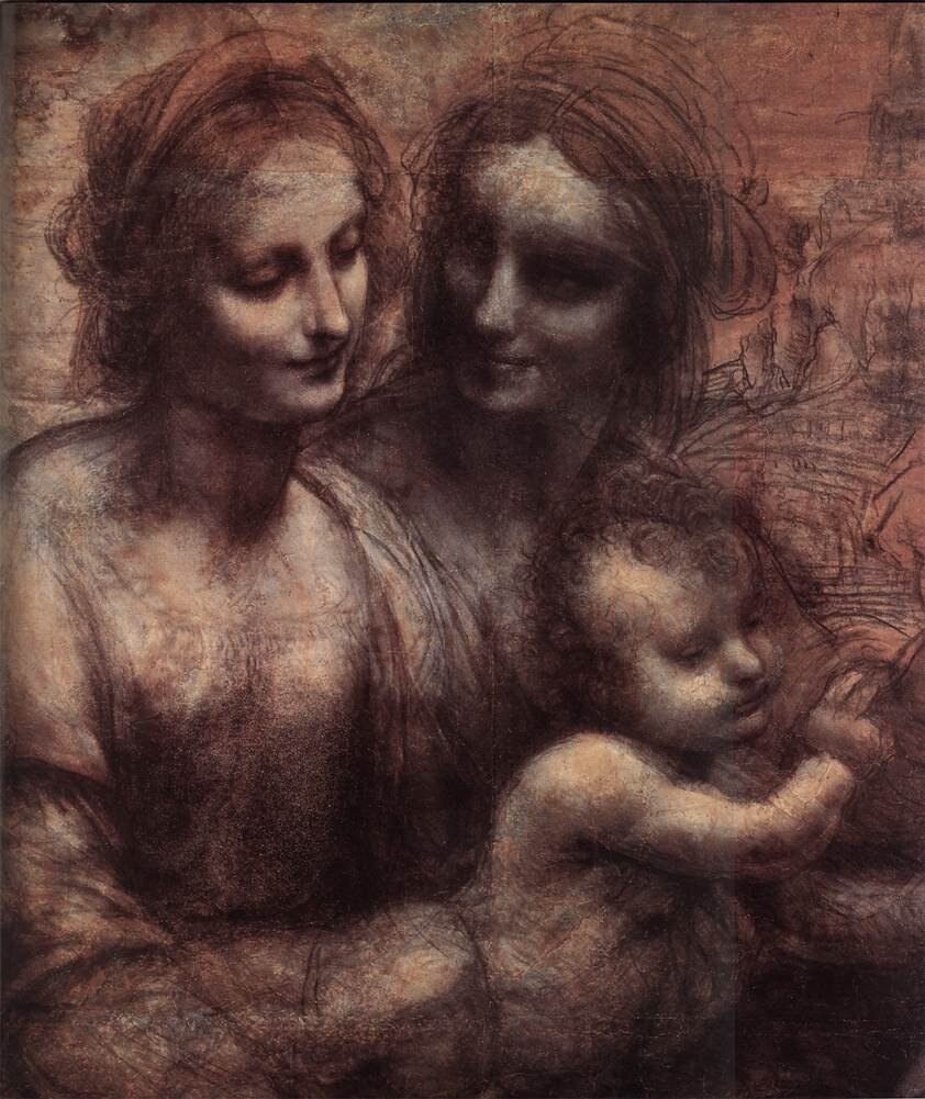 Sainte Anne, la Vierge et Jésus dans le Carton de Burlington House de Léonard de Vinci