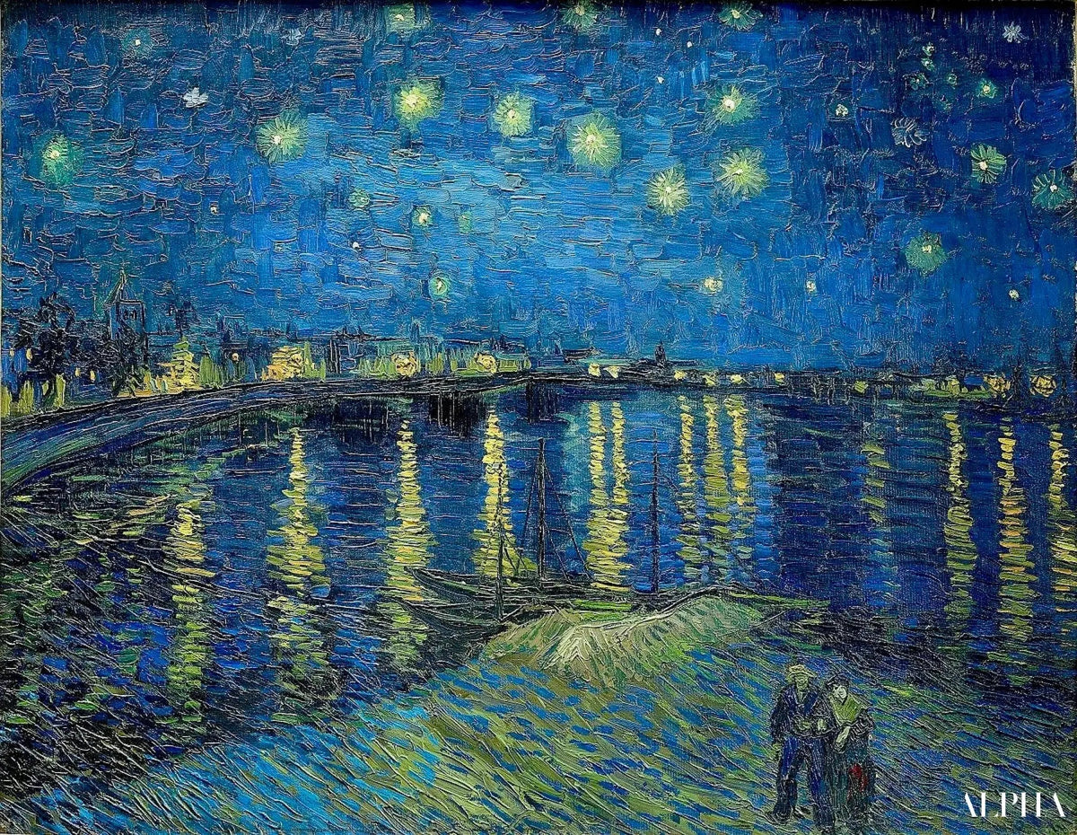 La Nuit étoilée sur le Rhône de Vincent van Gogh, Arles en bleu et or