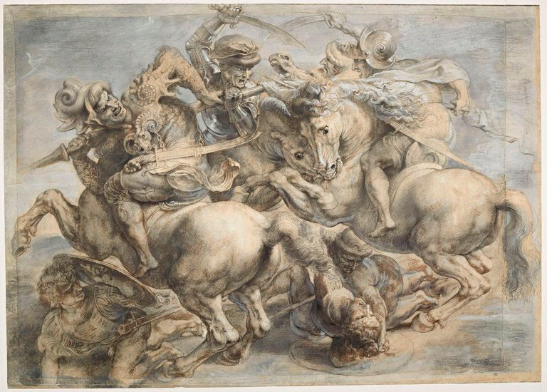 La Lutte pour l’étendard de la Bataille d’Anghiari, copie anonyme retouchée par Rubens, Louvre