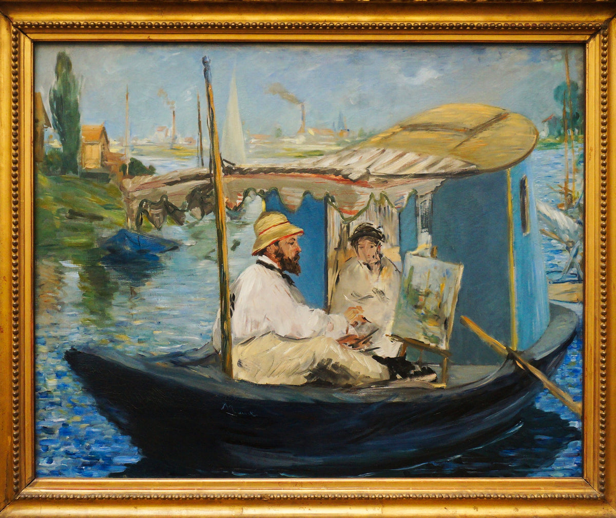 Édouard Manet, Claude Monet peignant dans son atelier-bateau à Argenteuil, 1874
