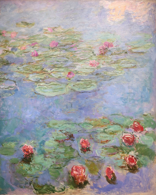 🌺 Nymphéas – Fleurs rouges en pleine floraison, Claude Monet