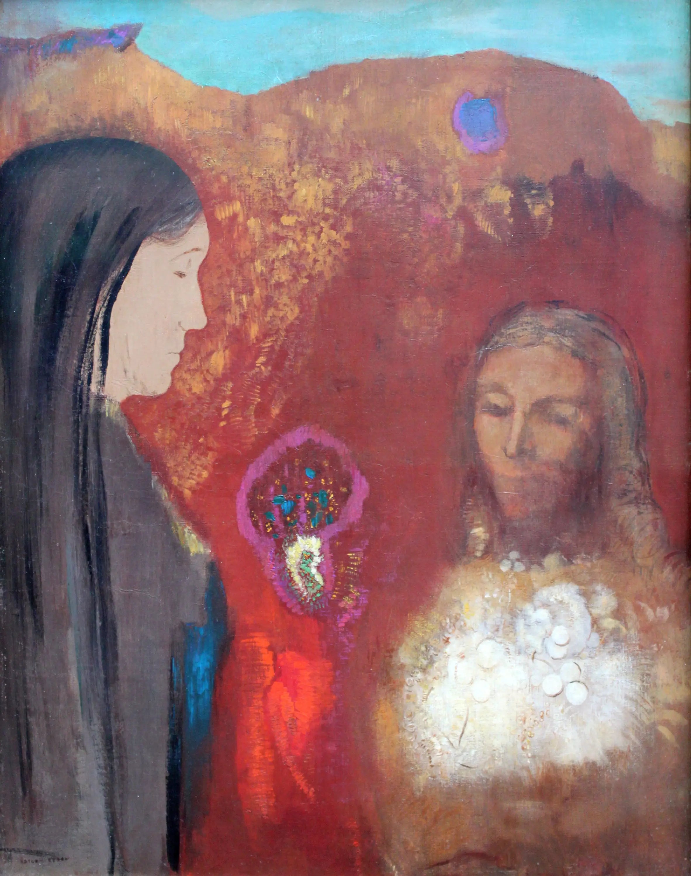 Le Christ et la Samaritaine (Le Bouquet de Fleurs Blanches) - Odilon Redon - Alpha Reproduction