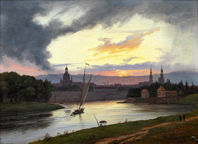 Dresde au coucher du soleil - Knut Andresen Baade