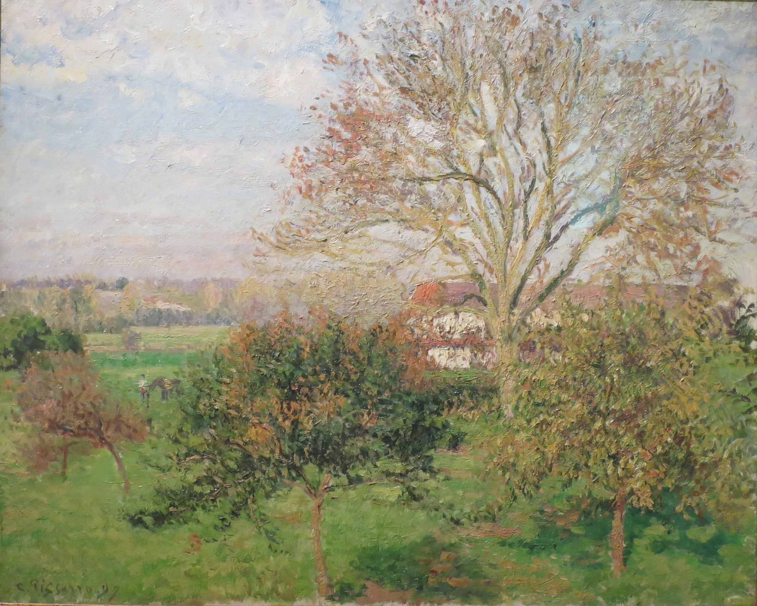 Reproduction du tableau « Le Grand Noyer, matin d'automne, Éragny ( Matin d'automne à Eragny) - Camille Pissarro » par Alpha Reproduction en peinture à l’huile