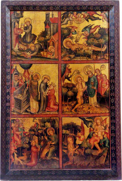 3 scènes de la vie de saint Gilles ; 3 scènes de la vie de sainte Marie-Madeleine (triptyque volet droit extérieur)