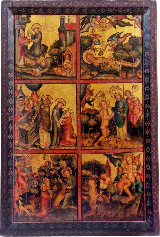 3 scènes de la vie de saint Gilles ; 3 scènes de la vie de sainte Marie-Madeleine (triptyque, volet droit extérieur) - Master Bertram