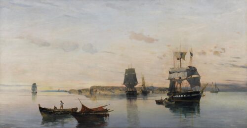 Navires à l’ancre, Konstantinos Volanakis, ca 1886-1890, Oil on canvas