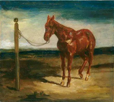 Un cheval attelé à un poteau - Eugène Delacroix