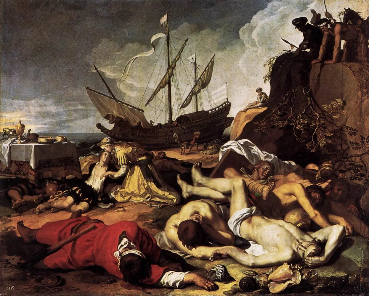 Charikleia  et  Théagène - Abraham Bloemaert image 1 tableau peint à l’huile sur toile