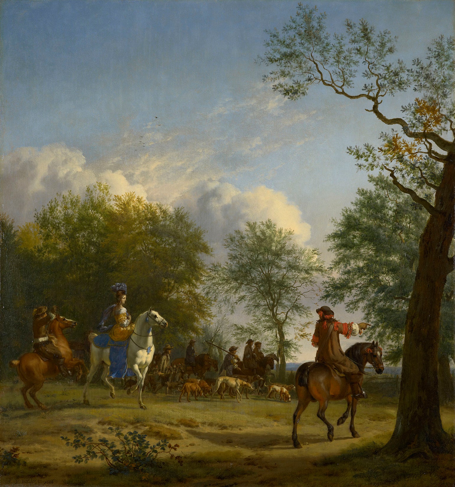 Une expédition de fauconnerie en route - Adriaen van de Velde