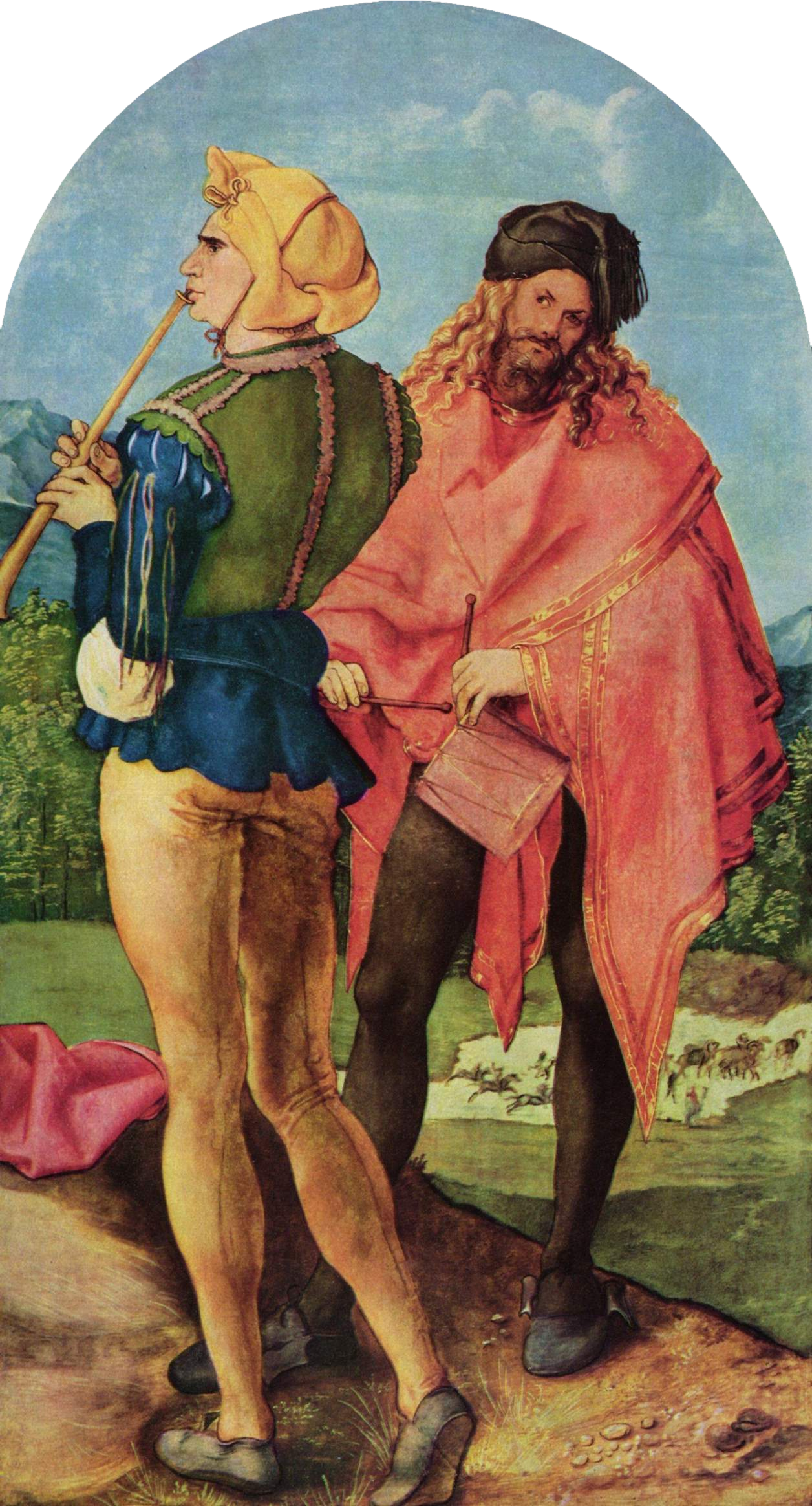 Autel de Jabach : joueur de cornemuse et batteur - Albrecht Dürer