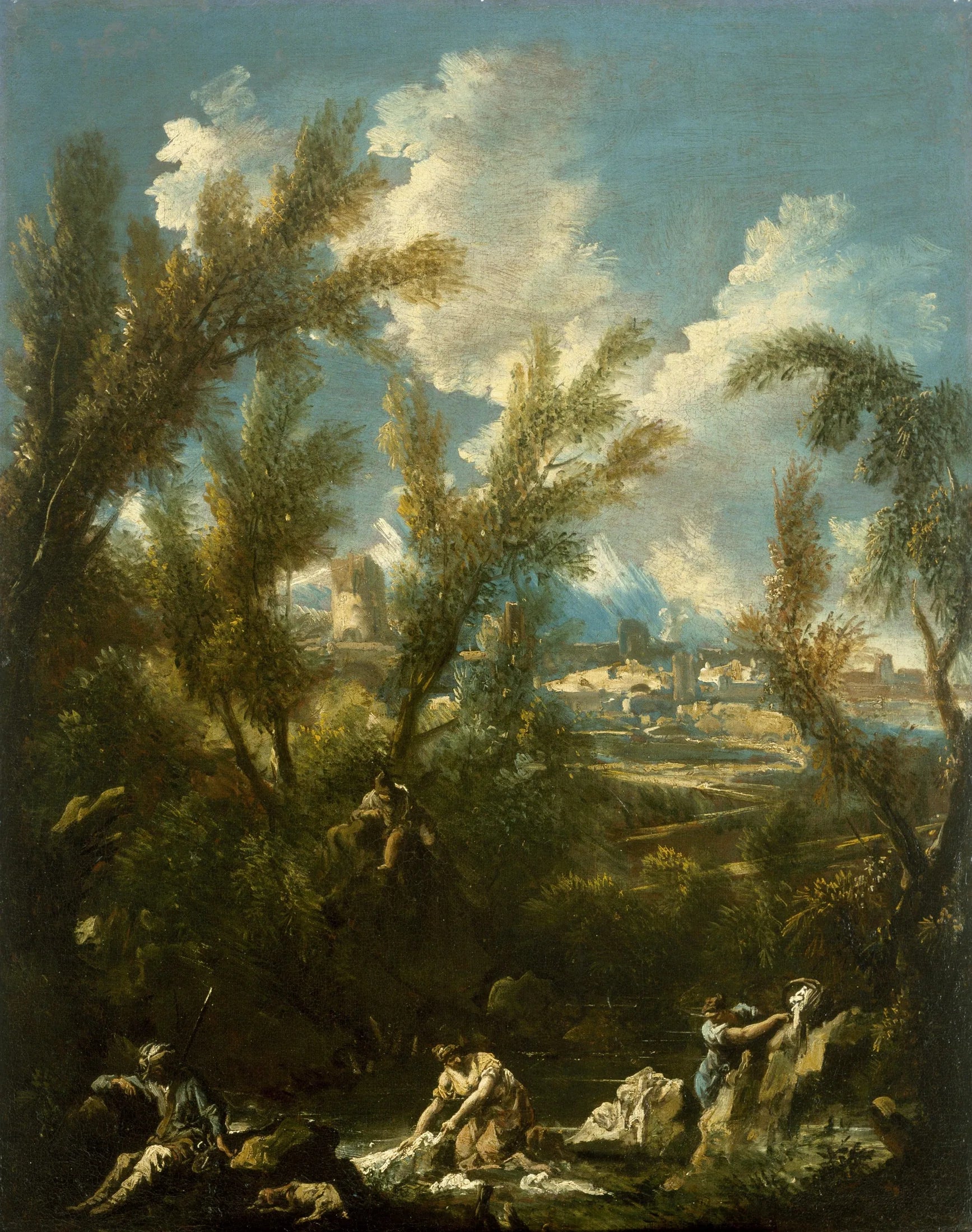 Paysage avec lavandière - Alessandro Magnasco image 1 tableau peint à l’huile sur toile