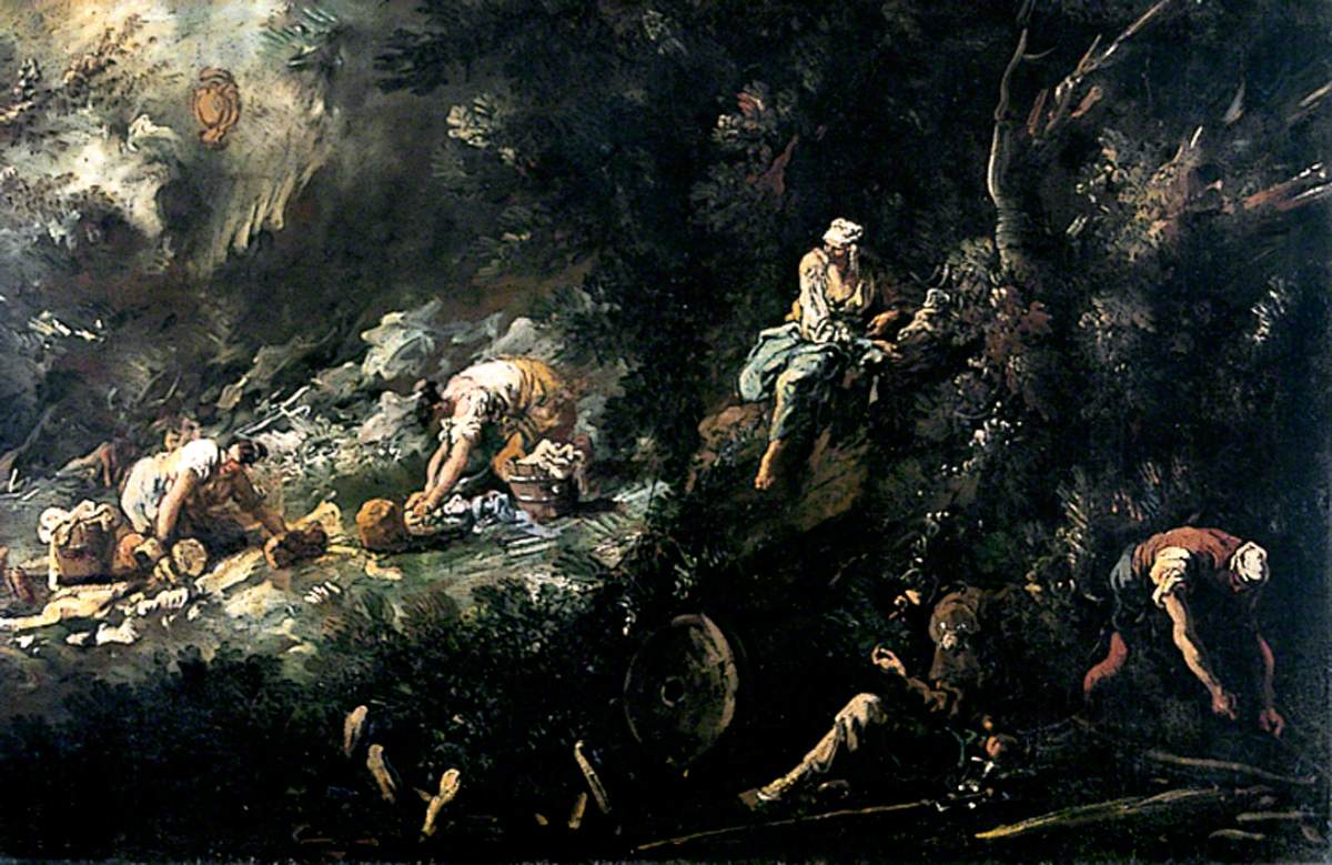 Des femmes se lavent dans un ruisseau - Alessandro Magnasco image 1 copie peinte à la main à l’huile