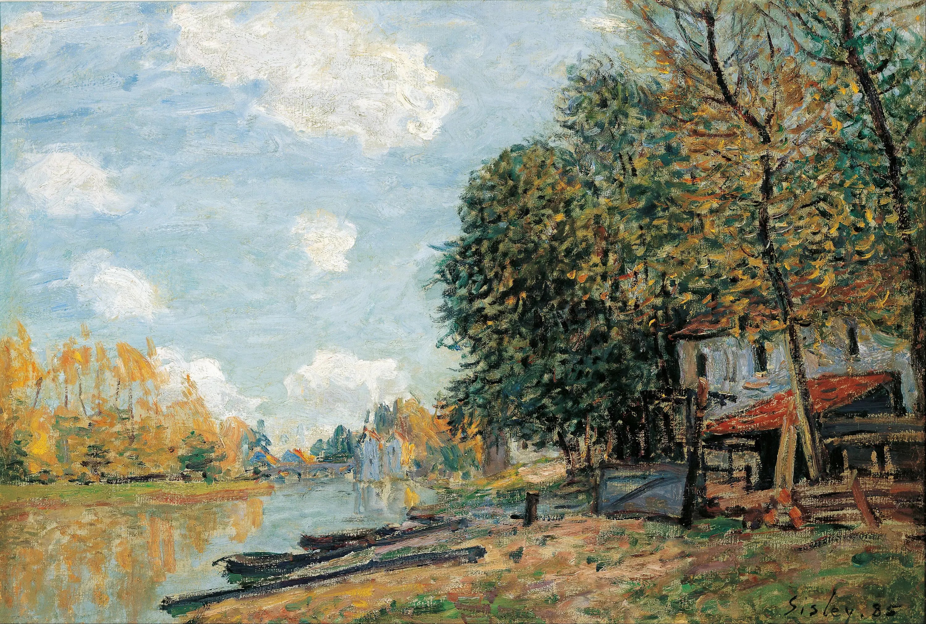 Reproduction du tableau « Les rives du Loing à Moret - Alfred Sisley » par Alpha Reproduction en peinture à l’huile