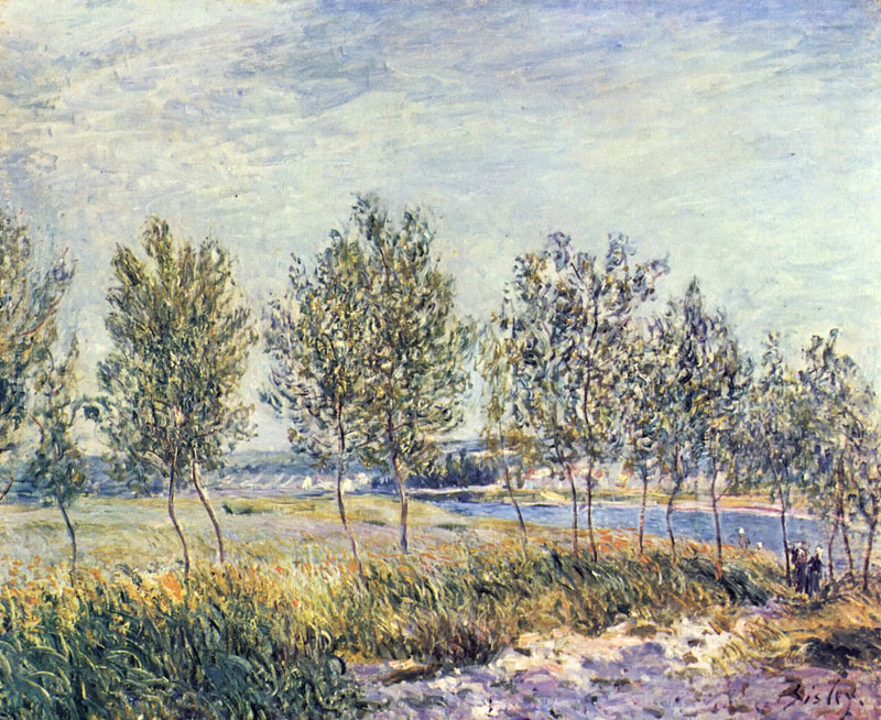 Peupliers au bord d'une rivière - Alfred Sisley