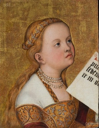Retable de Prague [aile gauche, fragment] : Sainte (Apollonia ?) - Lucas Cranach the Elder