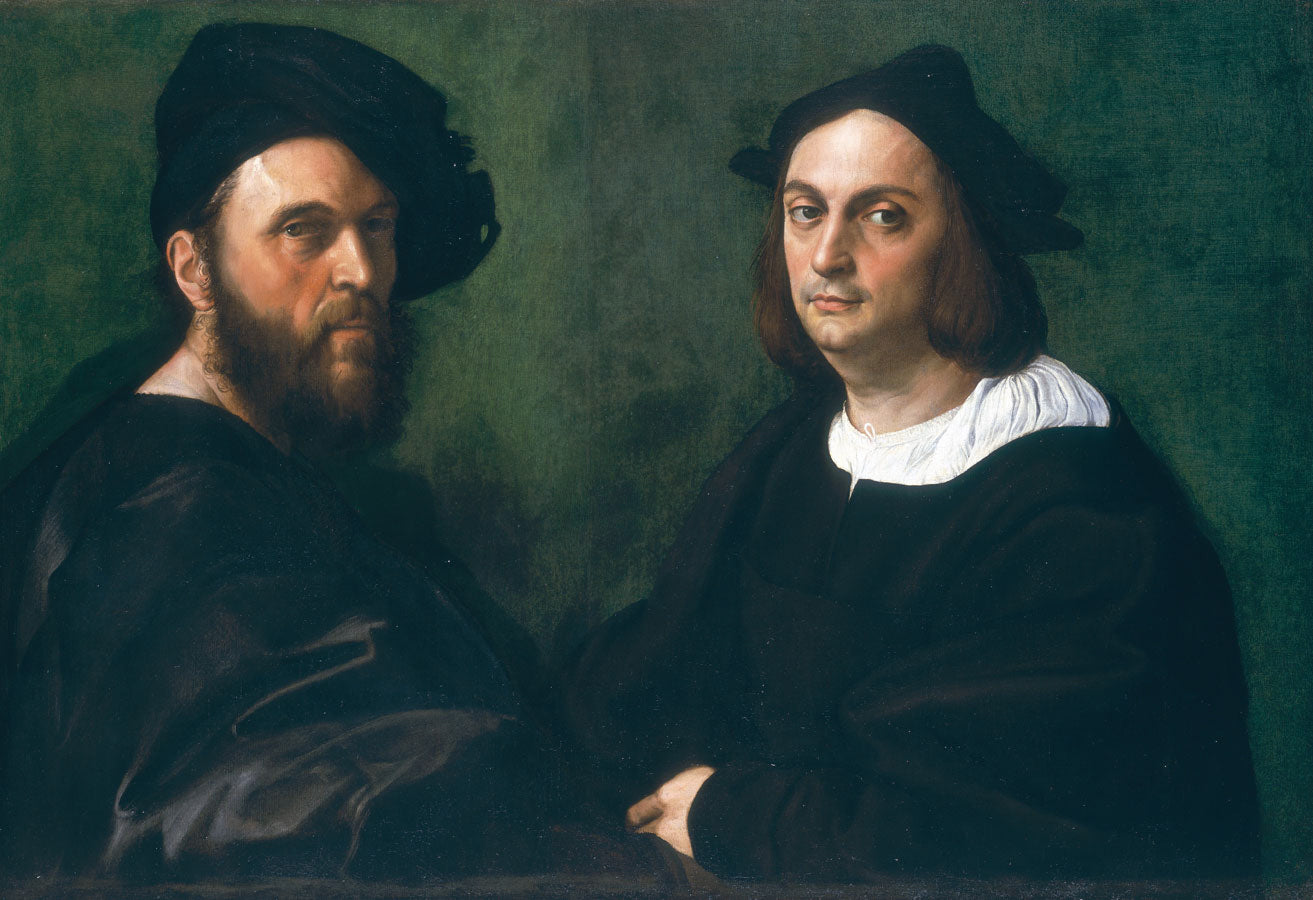 Reproduction du tableau « Double portrait d'Andrea Navagero et Agostino Beazzano - Raphaël Sanzio » par Alpha Reproduction en peinture à l’huile