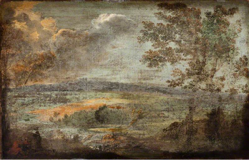 Paysage avec personnages au bord d'une rivière - Annibale Carracci