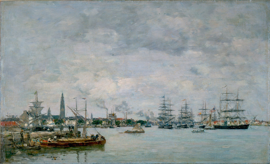 Reproduction du tableau « Anvers. Bateaux sur l'Escaut - Eugène Boudin » par Alpha Reproduction en peinture à l’huile