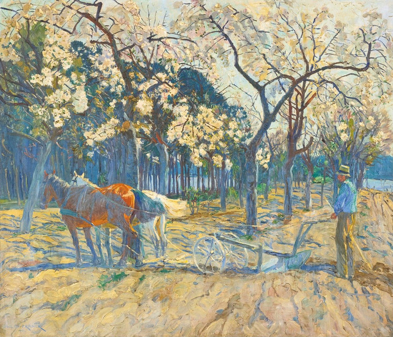 Fleurs d’avril : laboureur parmi les pommiers – Philipp Franck