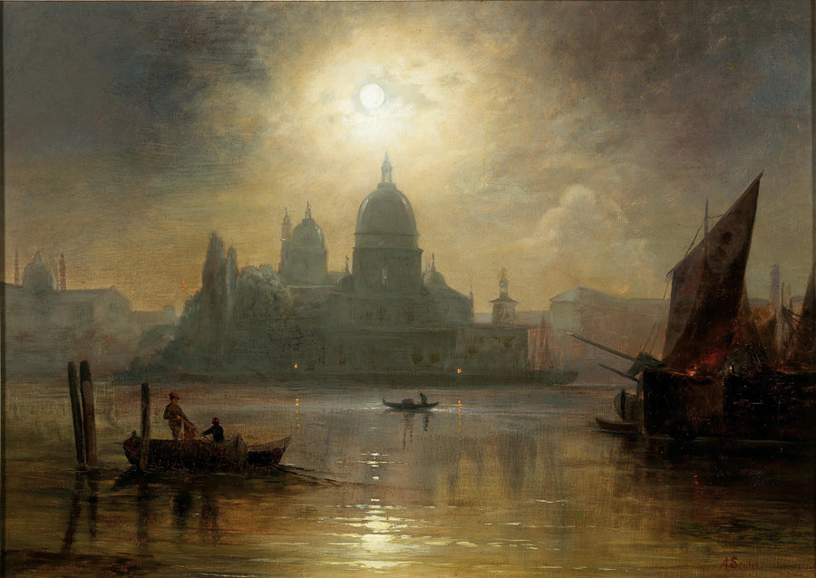 Venise, Santa Maria della Salute au clair de lune – August Seidel