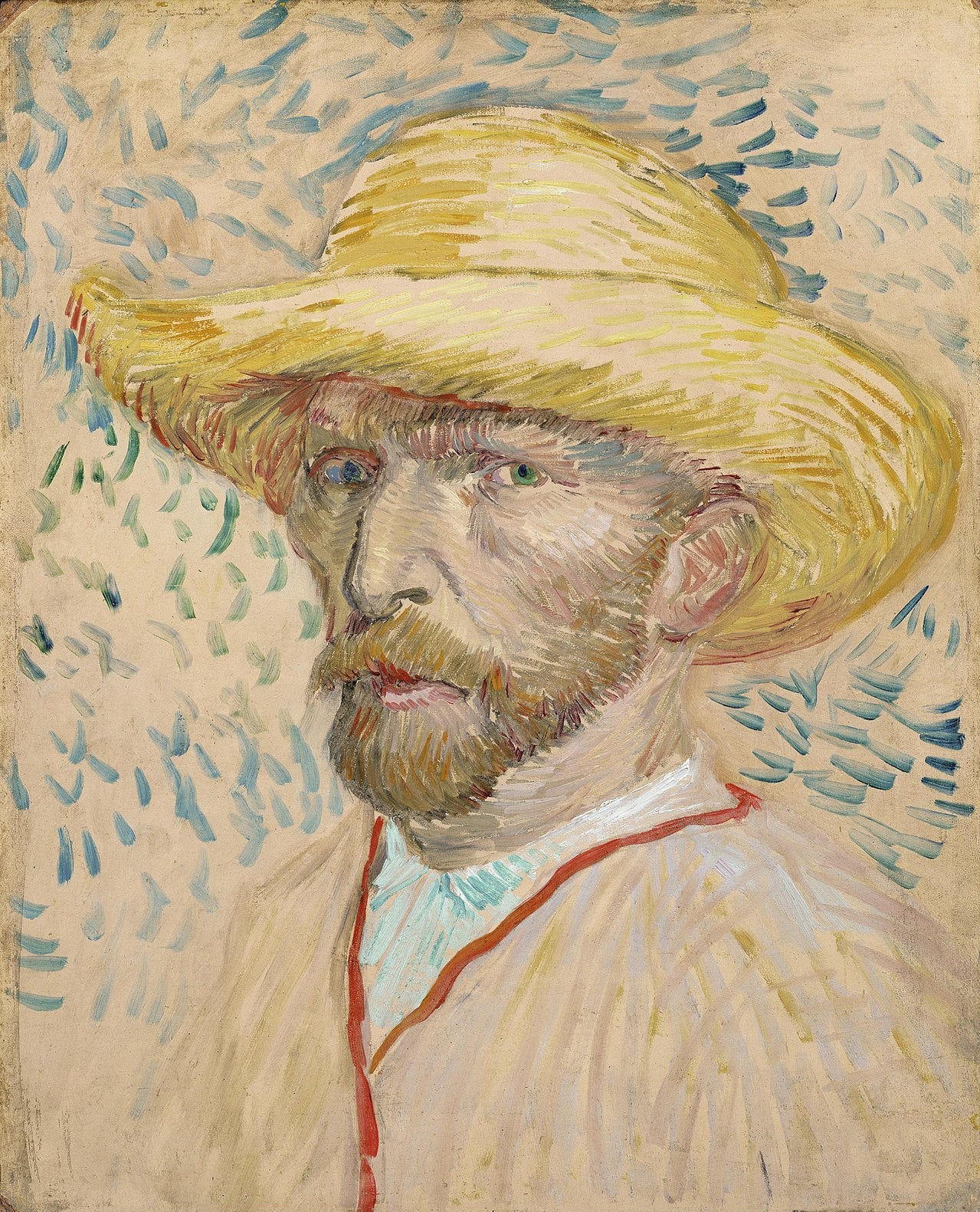 🎨 Autoportrait au chapeau de paille – Vincent van Gogh (été 1887)