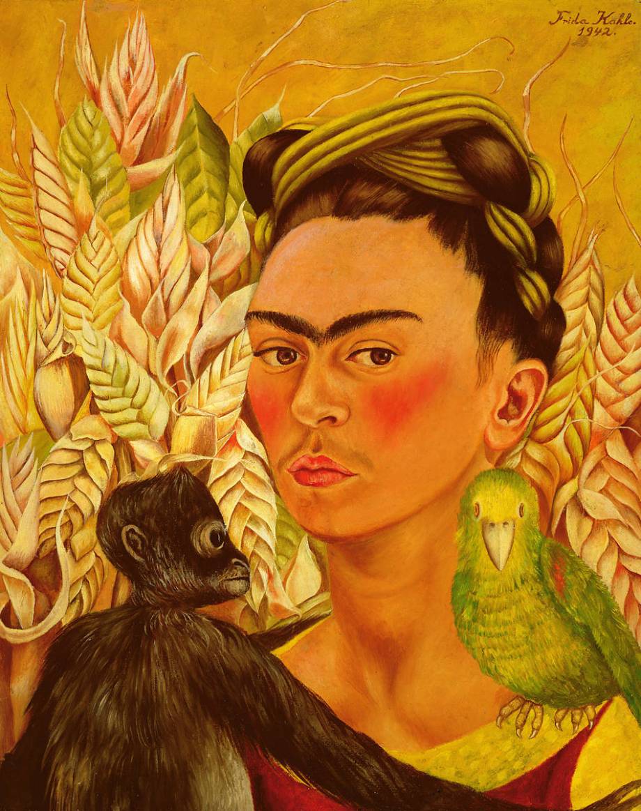 Autoportrait avec singe et perroquet – Frida Kahlo (1942)