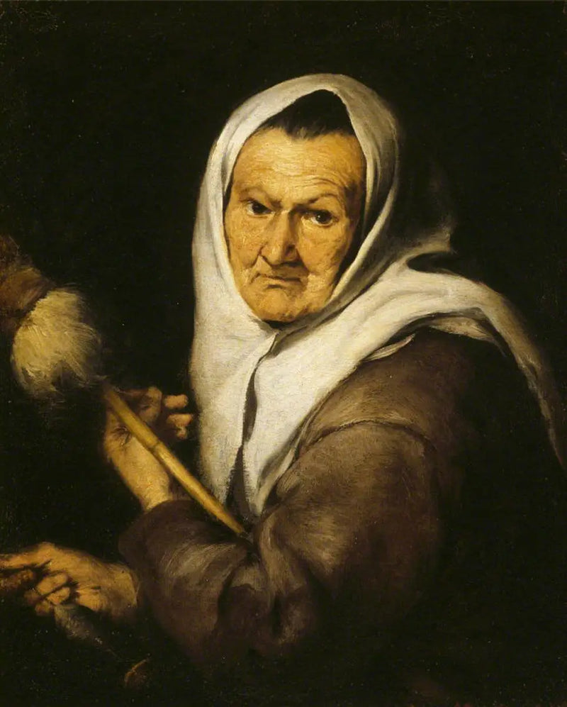 Une vieille femme tenant une quenouille et un fuseau - Bartolomé Esteban Murillo