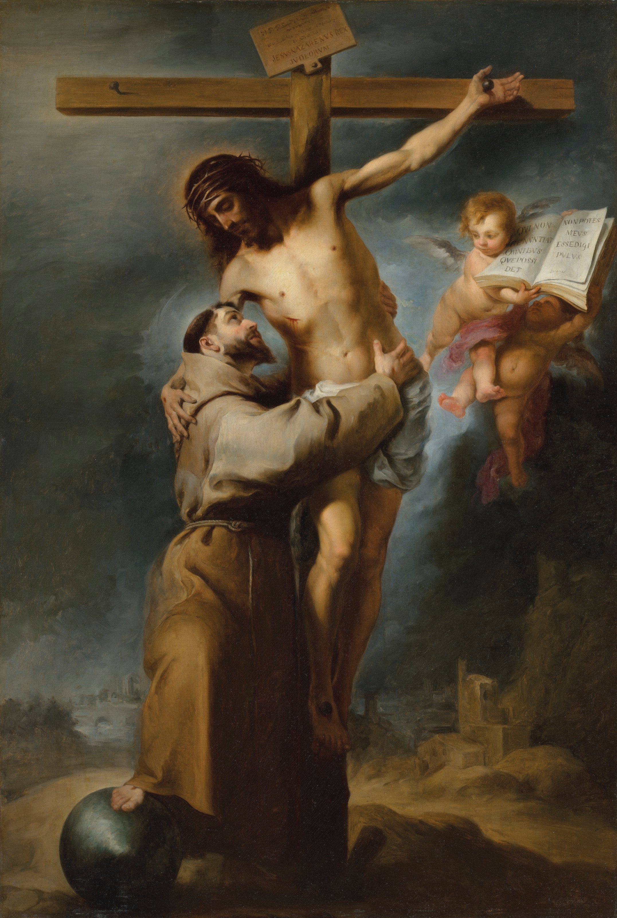 Saint François d'Assise embrassant le Christ crucifié - Bartolomé Esteban Murillo