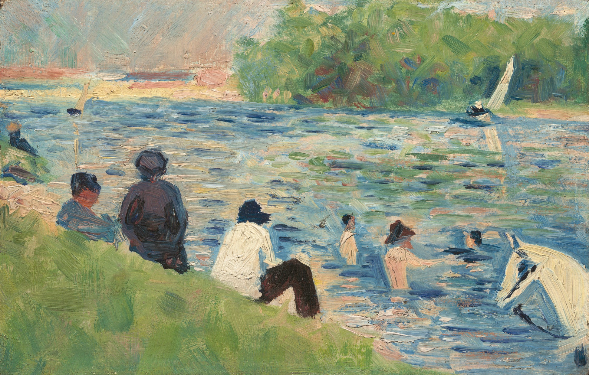 Reproduction du tableau « Baigneurs à Asnières (Étude I) - Georges Seurat » par Alpha Reproduction en peinture à l’huile