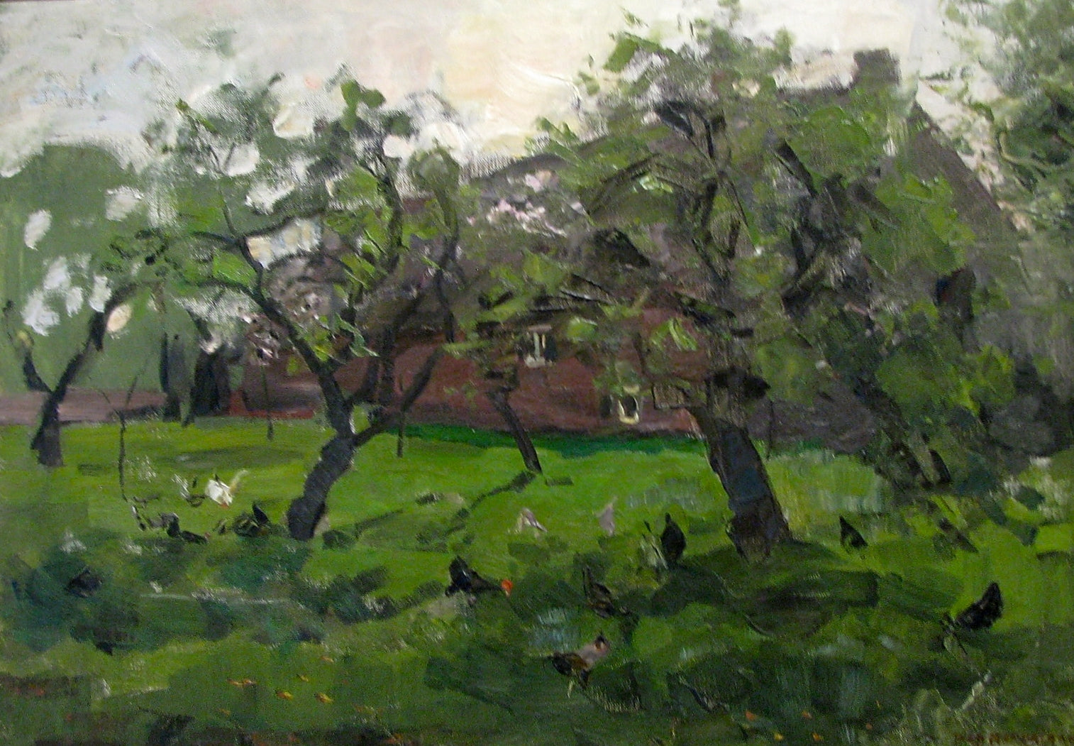 Reproduction du tableau « Verger avec poules - Piet Mondrian » par Alpha Reproduction en peinture à l’huile