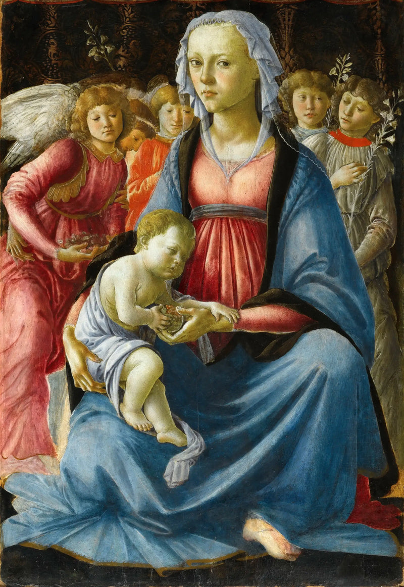La Vierge et l'Enfant entourés de cinq anges - Sandro Botticelli