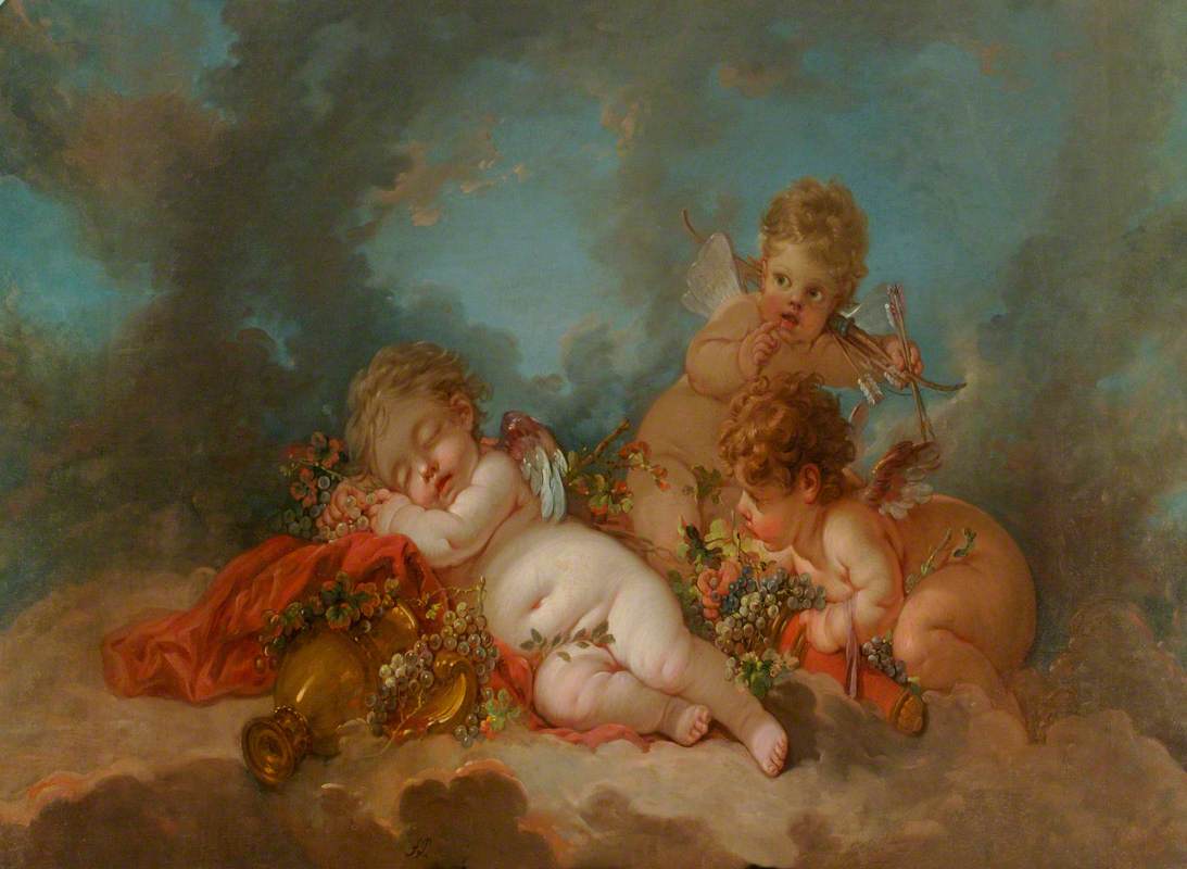 Trois Cupidons flottant dans les nuages - François Boucher