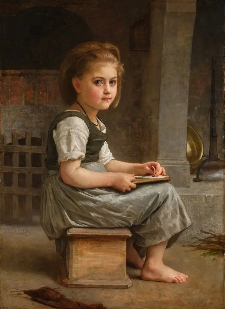 Reproduction du tableau « La petite écolière - Bouguereau » par Alpha Reproduction en peinture à l’huile