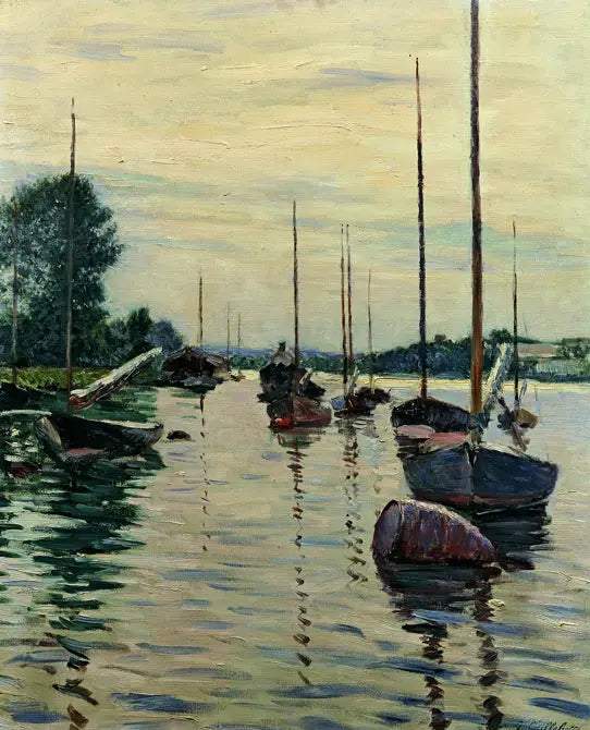Bateaux amarrés sur la Seine - Gustave Caillebotte