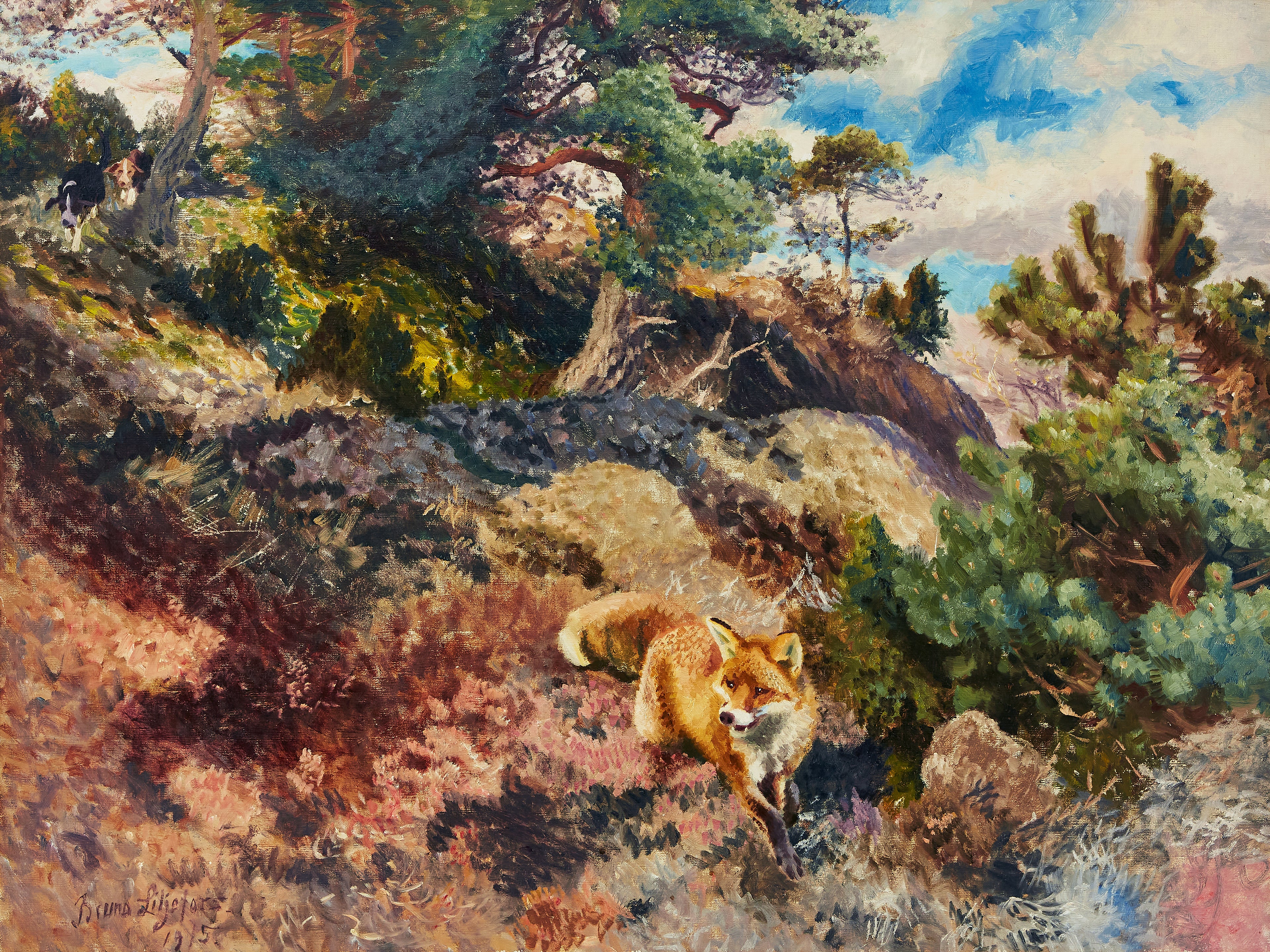 Renard chassé par des chiens de chasse - Bruno Liljefors