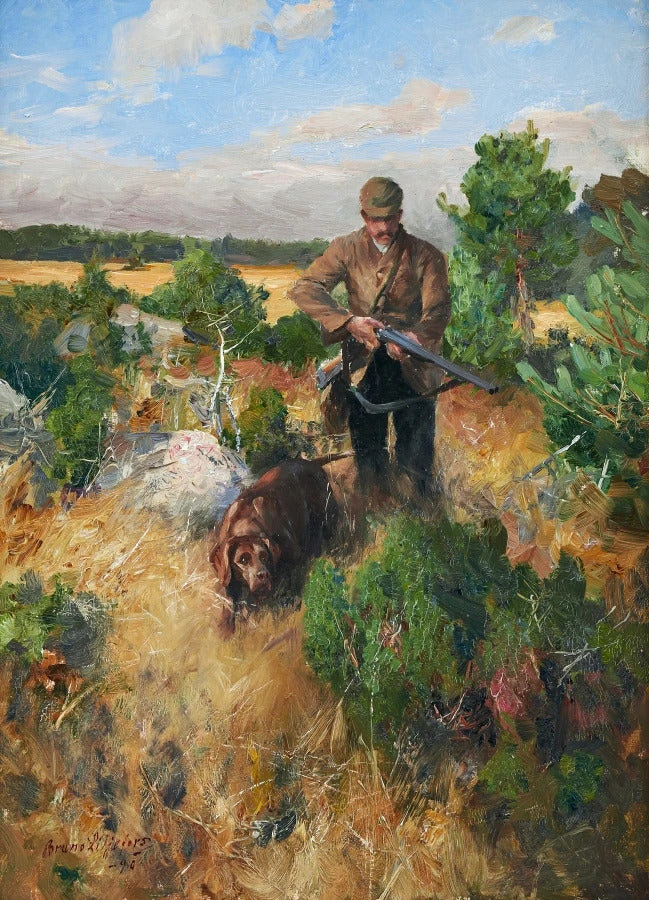 Hunter avec son chien - Bruno Liljefors
